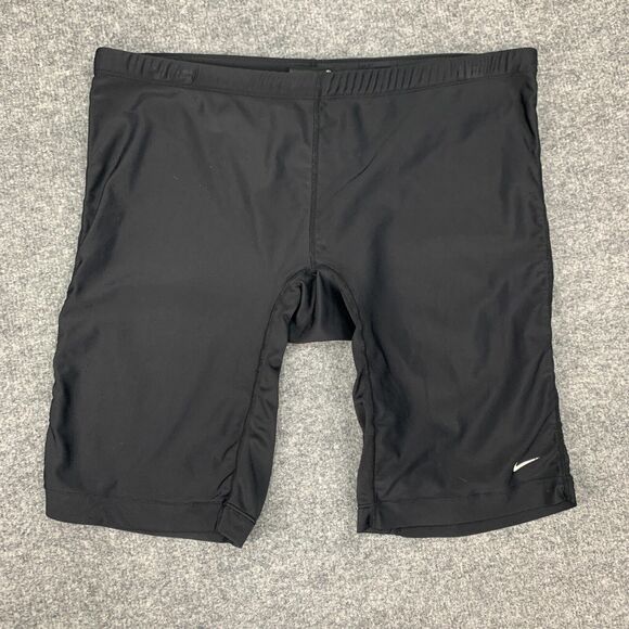 Nike Swim Short Mens 38 Black Fitted Stretch Nylon Blend Internal Drawstring - Picture 2 of 15